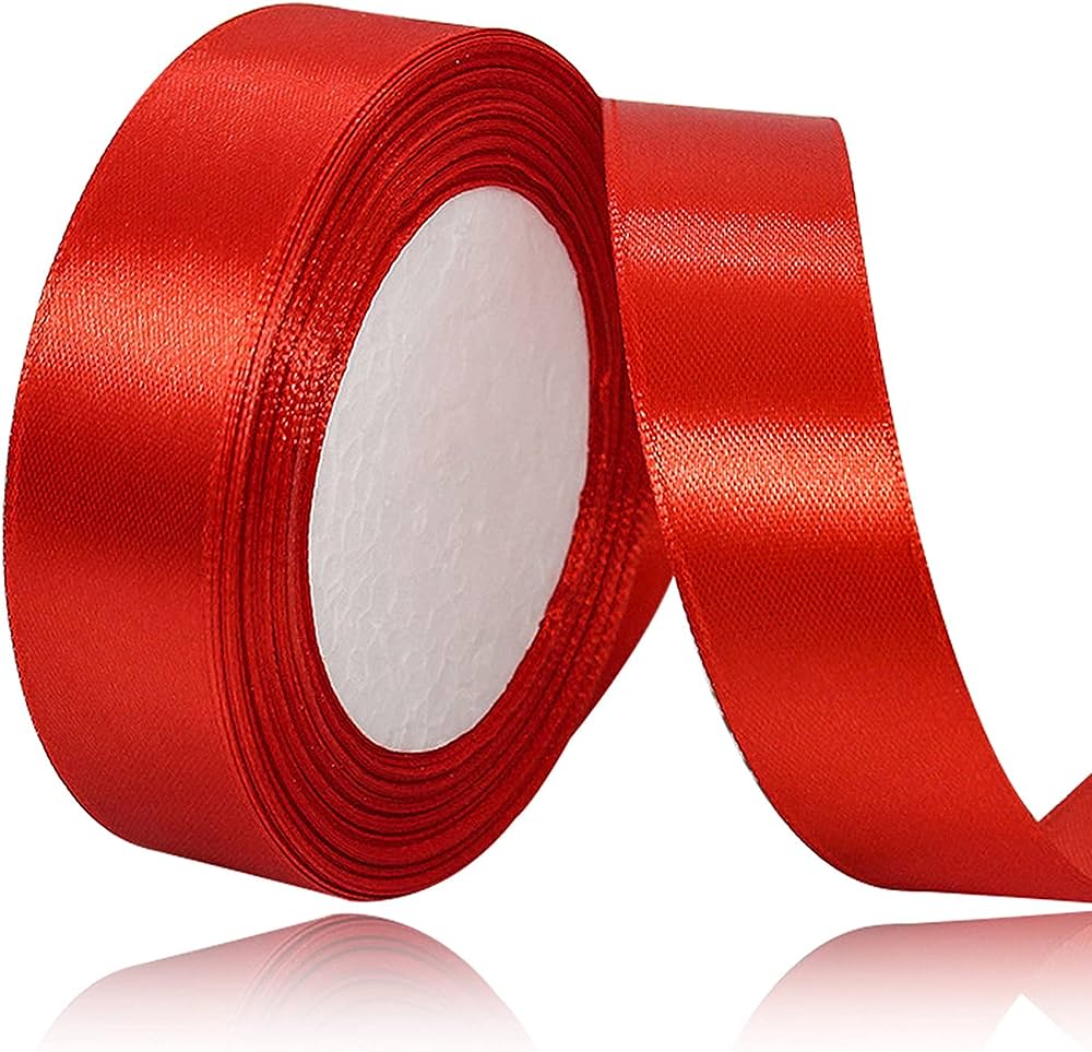 Sating Ribbon 1 inch x 15 yards - Red colour