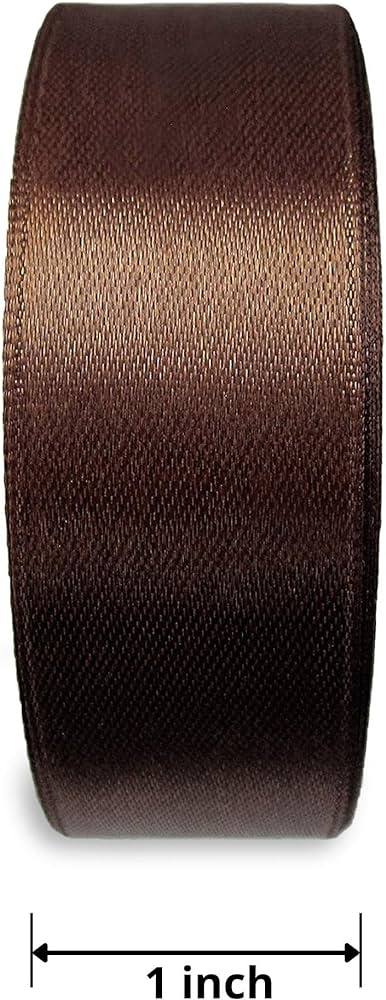 Sating Ribbon 1 inch x 20 yards - Brown colour