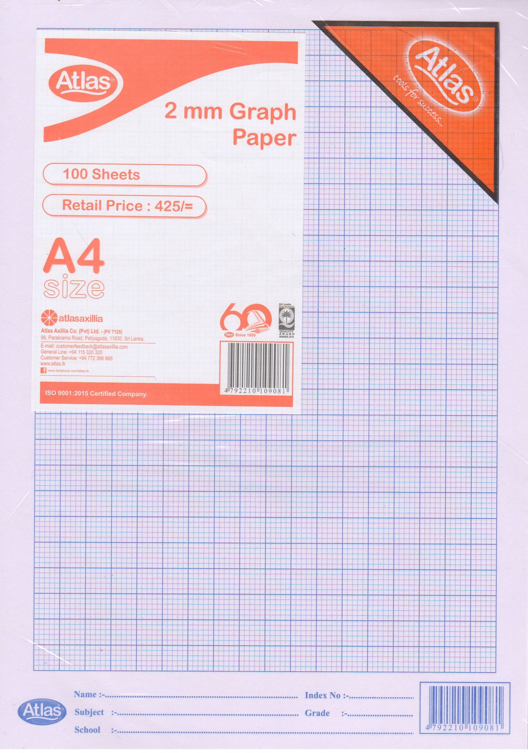 Atlas - A4 Size - 2 mm Graph Paper - 100 Sheets