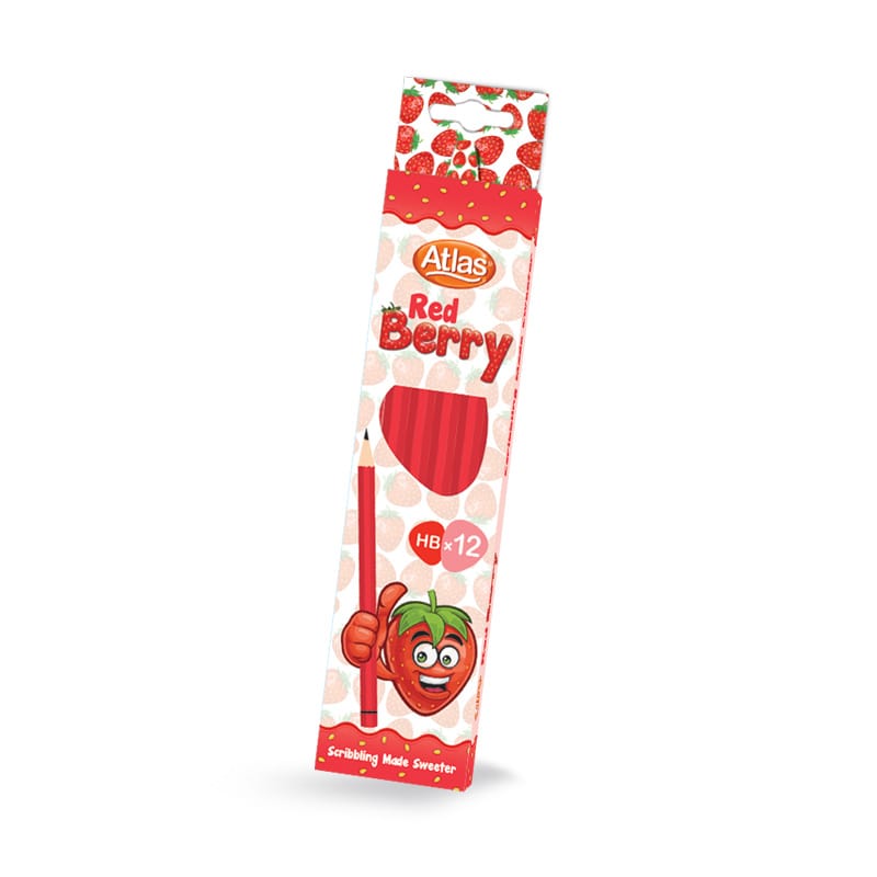 Atlas Berry Red HB Pencil 12 pack