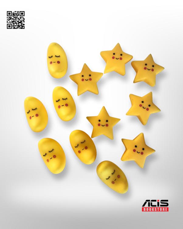 Cute Stars and Half Moon - Squishy Toys with whistle - 12pcs