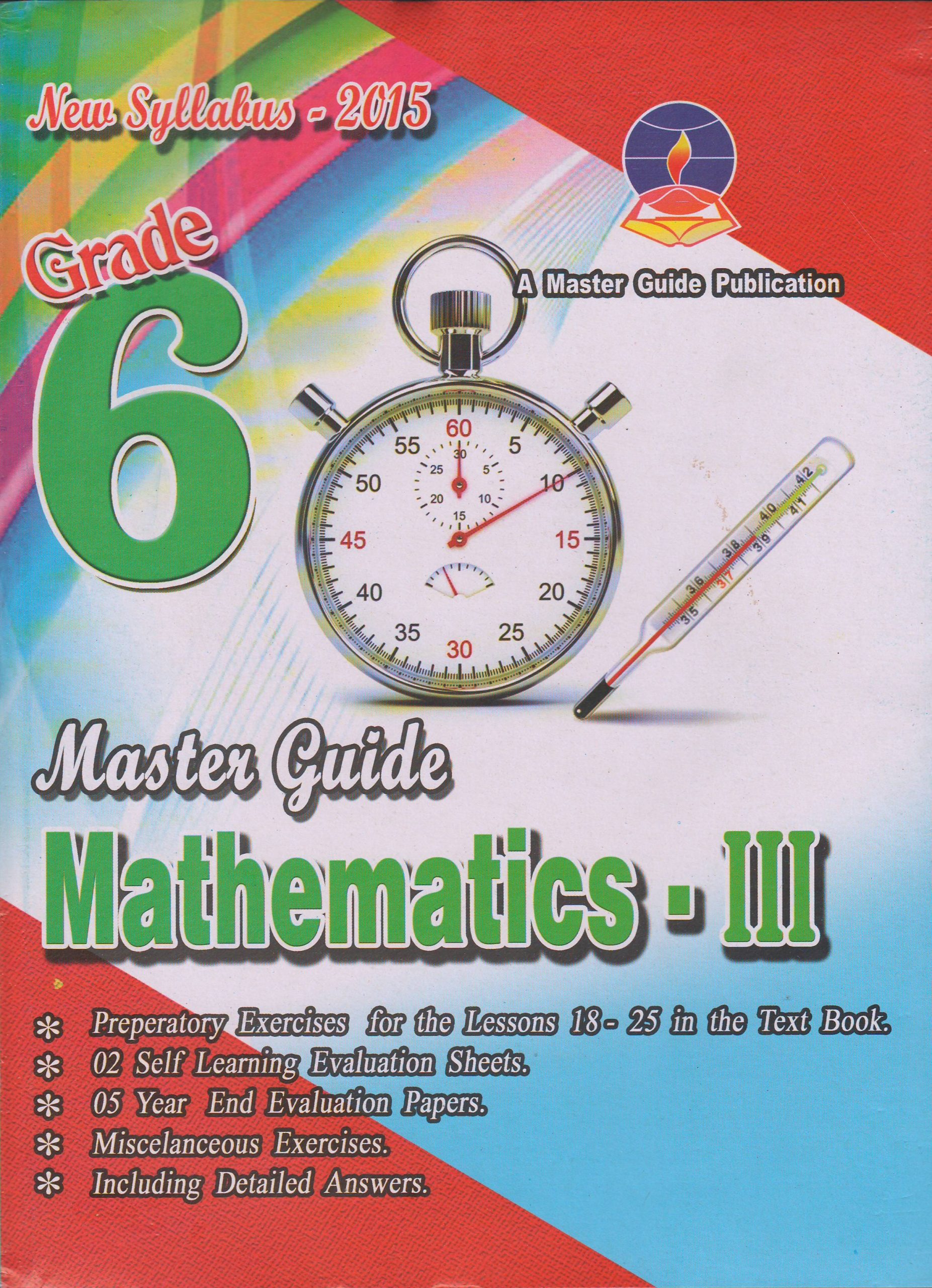 Grade 6 Mathematics  III - English Medium - Master Guide