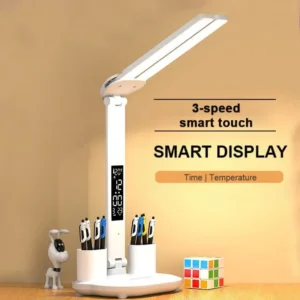USB Chargeable LED Clock Table Lamp