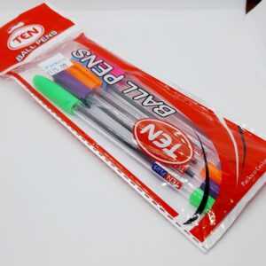 Ten Ball Pens Mix Colour - 5pcs Packet
