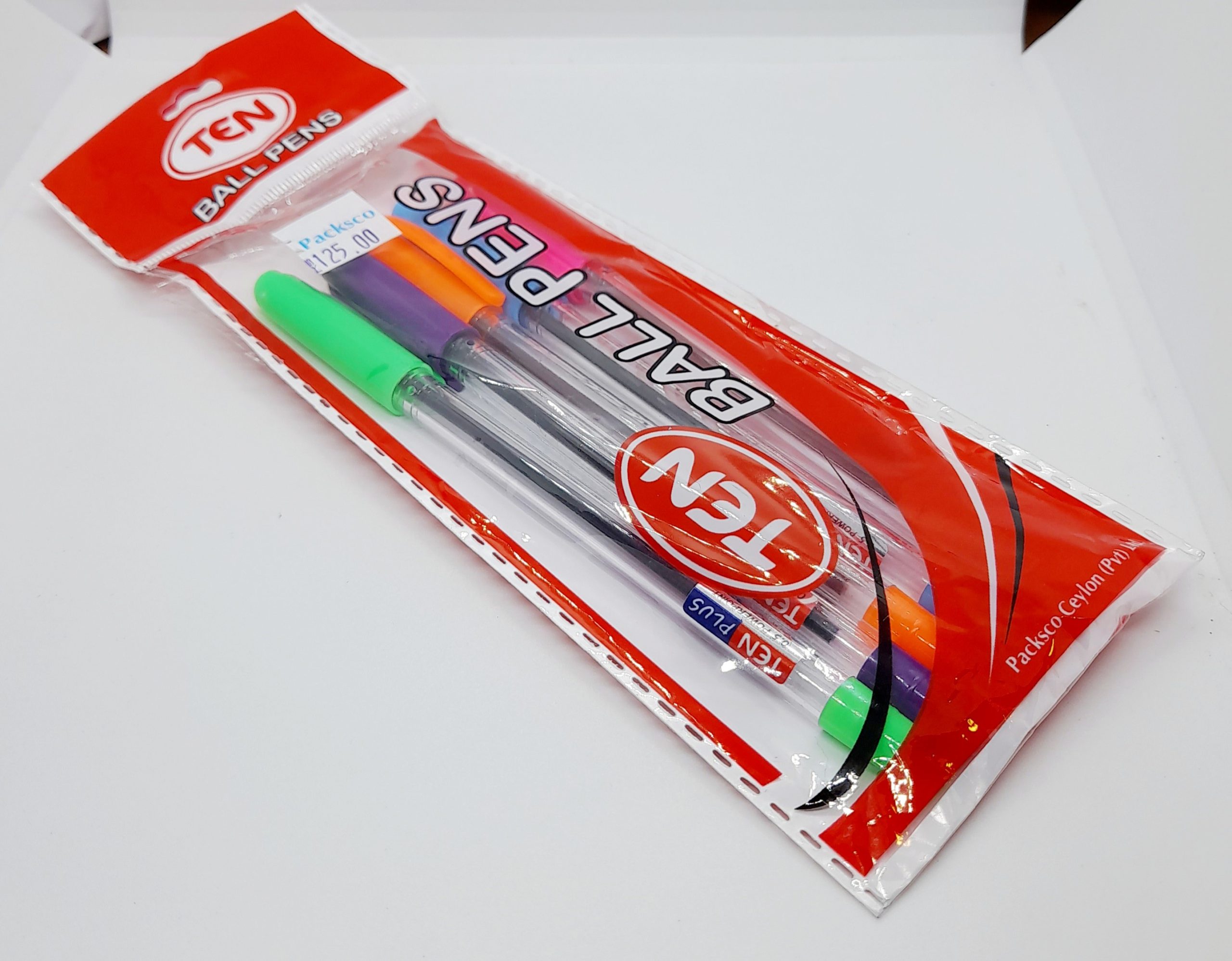 Ten Ball Pens Mix Colour - 5pcs Packet