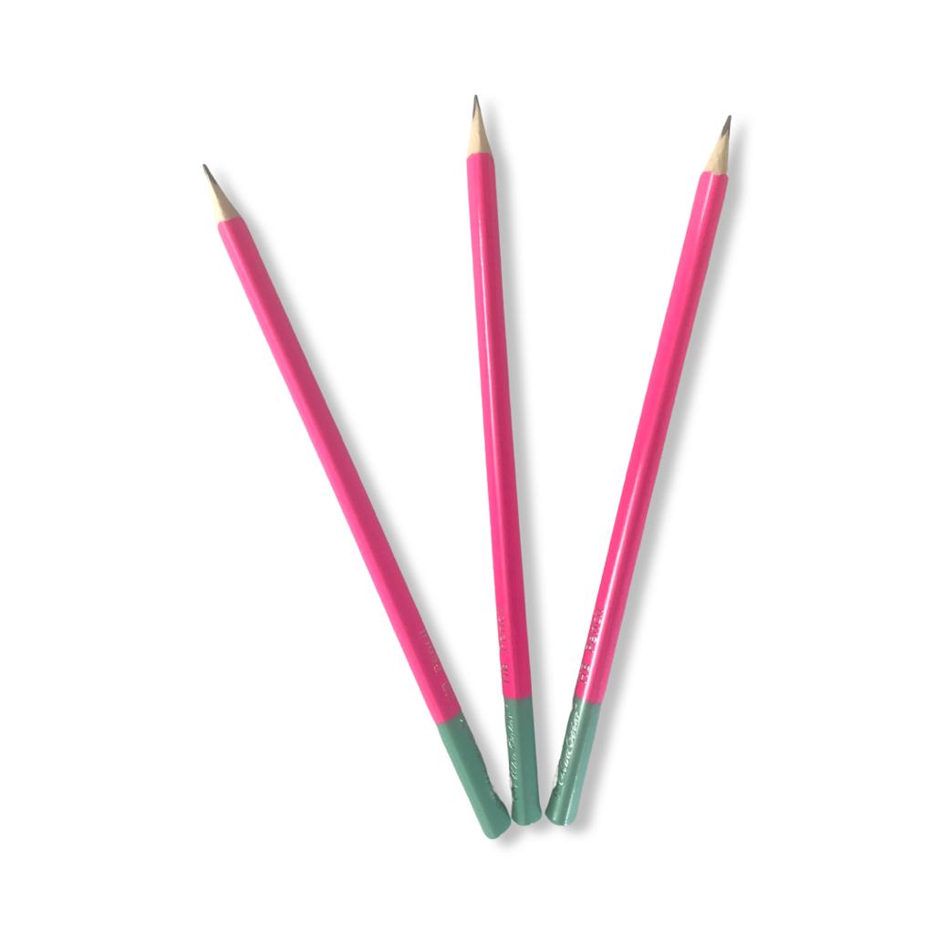 MBA Triangle Pencil HB - Pink and Green body colour -  3pcs